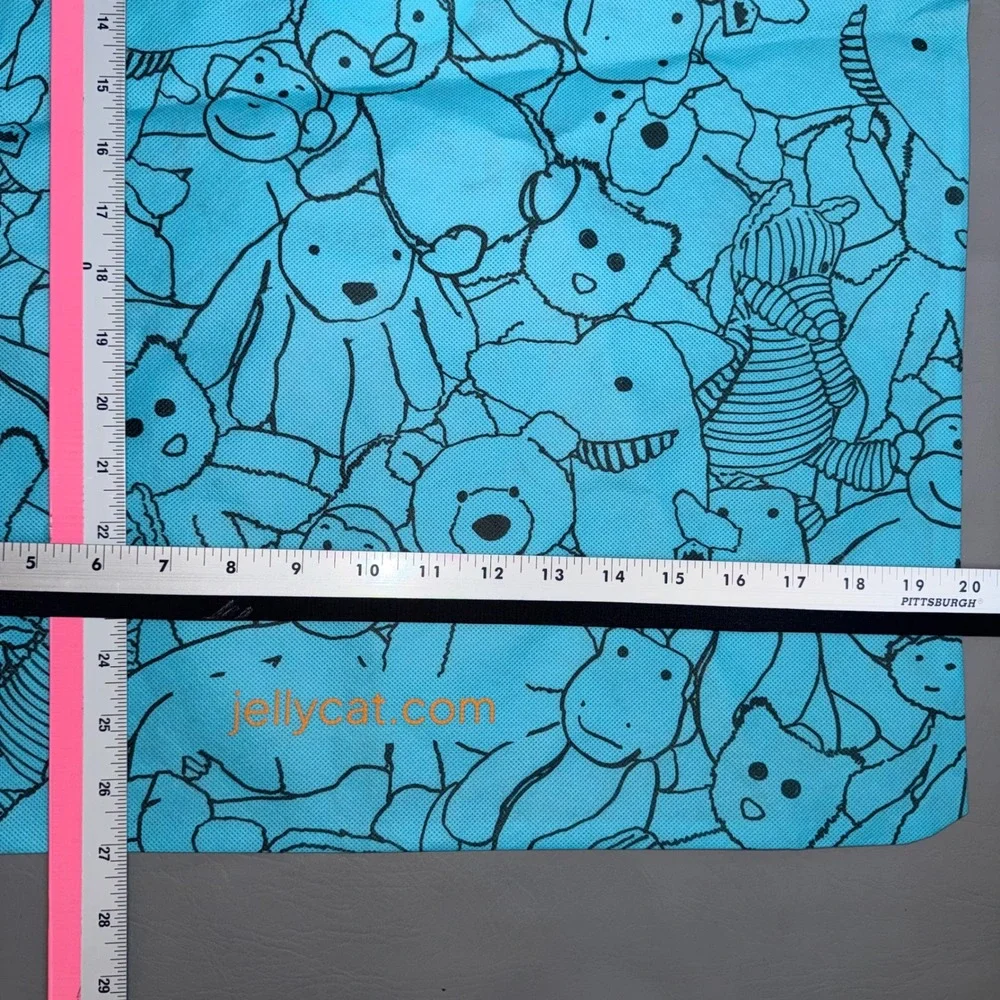 Jellycat London Blue Character Print Drawstring Gift Bag Reusable Large 23x18.5
